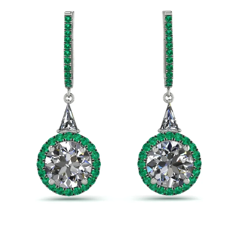 gemstone dangle earrings for women-Hidden Halo Diamond Earrings - Joanna No. 18