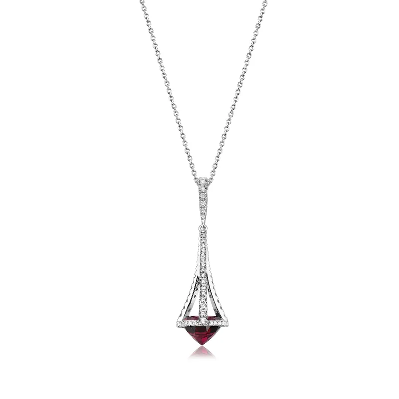 classic diamond necklace for women-Garnet & Diamond Pastel Chandelier Pendant