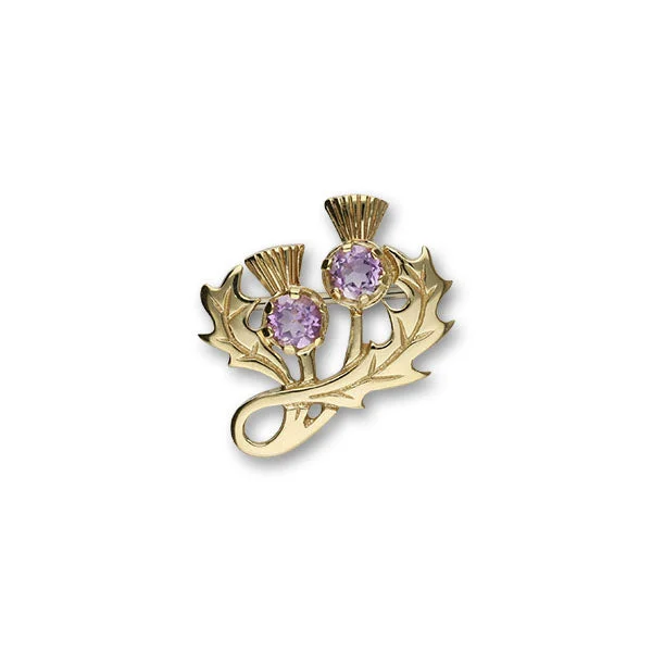 crystal butterfly brooch for women-Thistle Gold Brooch GCB34