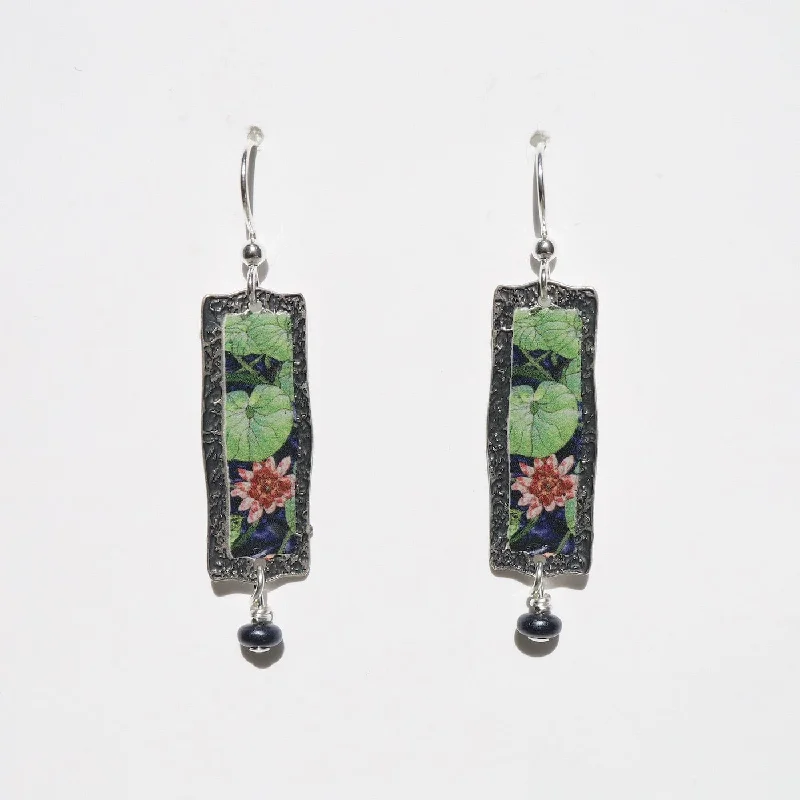 enamel earrings for women-Lily Pad Earrings