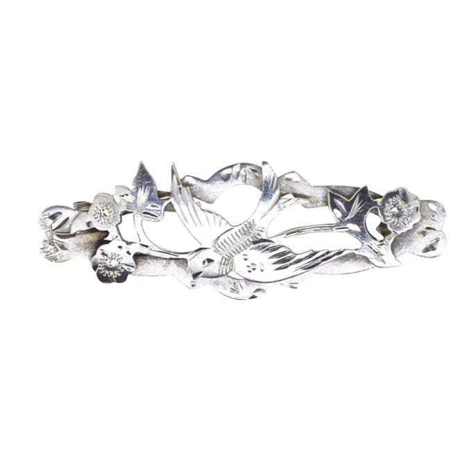 jeweled brooch for women-Silver Bird Brooch