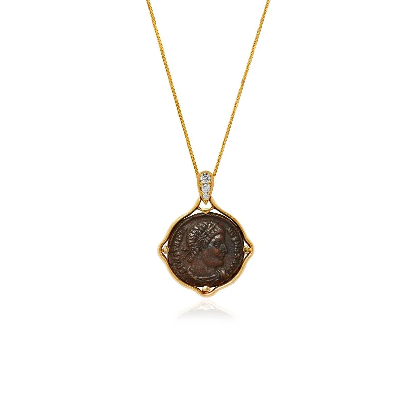 floral necklace for women-Constantine I the Great Greek Bronze Coin Pendant