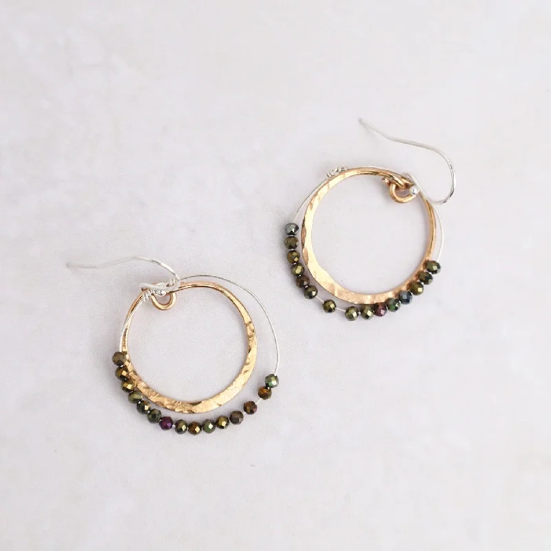 bohemian earrings for women-Pyrite Double Sphere Earrings