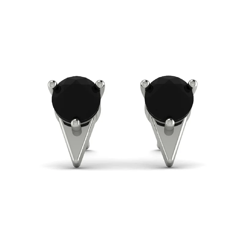 gold chandelier earrings for women-Triangle Black Diamond Earrings - Aisha No. 9