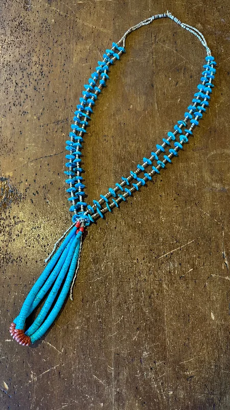 love necklace for women-Turquoise and Shell Heishi-2 strand