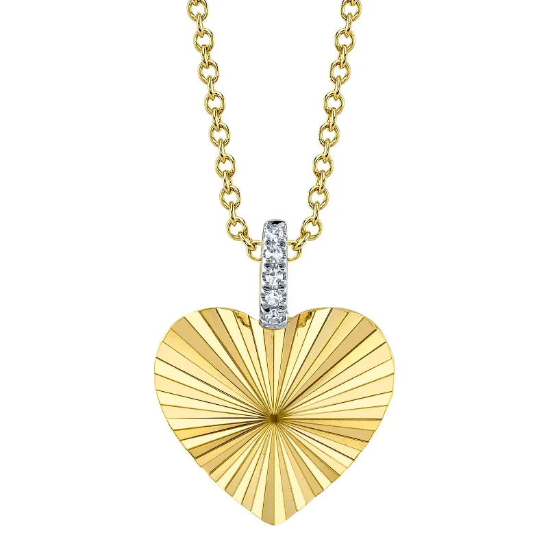 contemporary gold necklace for women-Heart Pendant with Diamonds