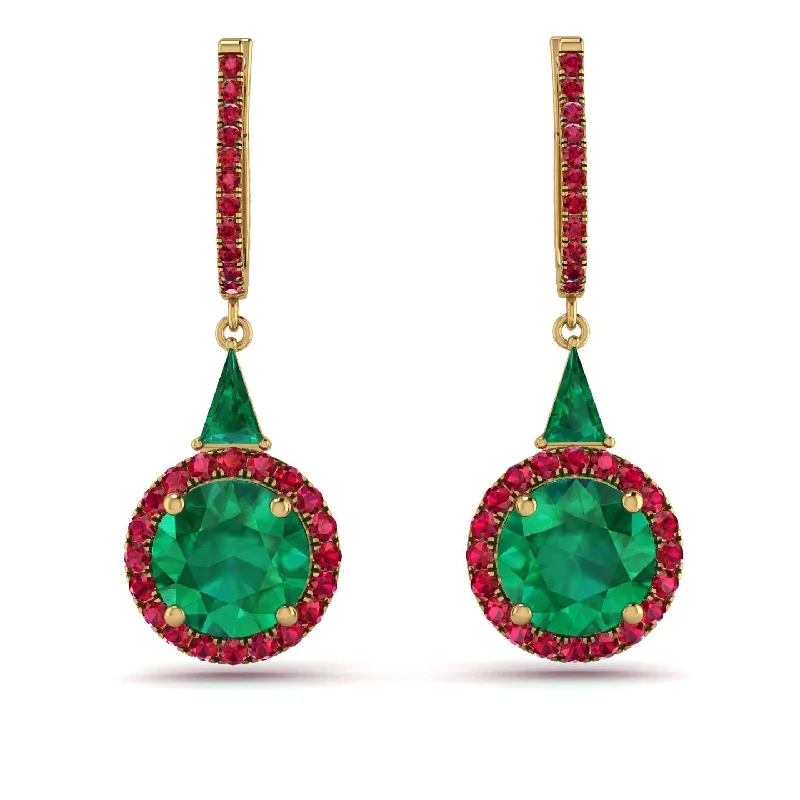 chic dangle earrings for women-Hidden Halo Emerald Earrings - Joanna No. 49