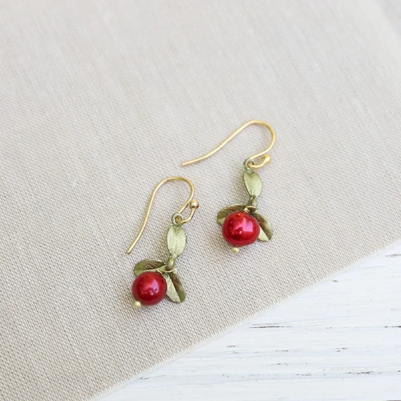 gold hoop earrings for women-Cranberry Wire Earrings