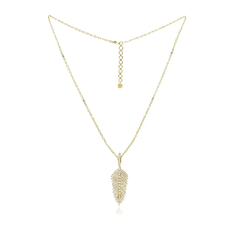 pearl necklace for women-Jewels Diamond Feather Pendant