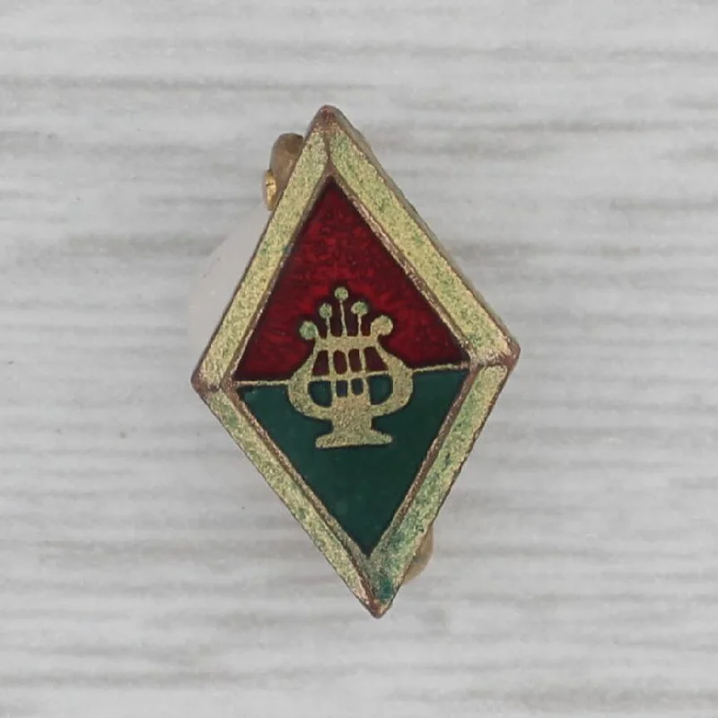 matching wedding and engagement rings for women-Alpha Chi Omega Pledge Pin Vintage Harp Crest Badge Vintage Enamel