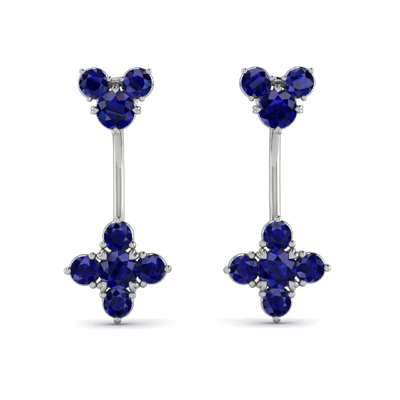 gold stud earrings for women-Hanging Sapphire Compass Earrings - Brittany No. 75