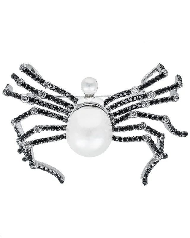 pearl-encrusted brooch for women-Pave Spider Brooch