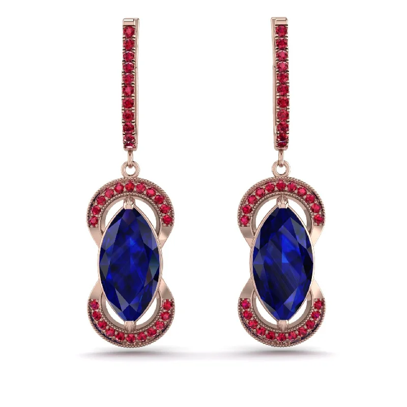 multi-stone earrings for women-Marquise Vintage Sapphire Earrings - Marley No. 59