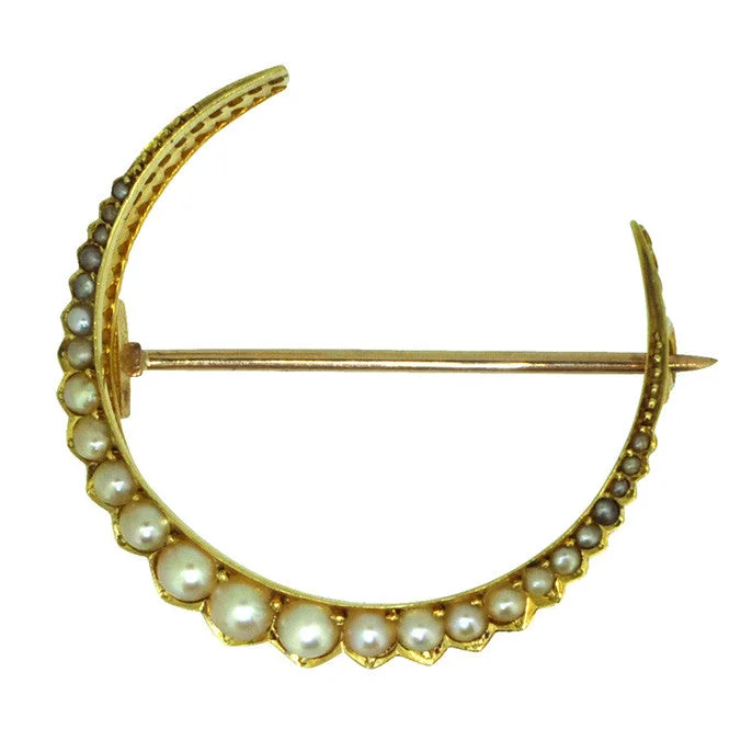 elegant pearl brooch for women-Pearl Crescent Brooch