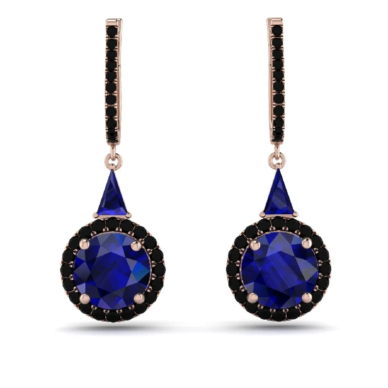 drop earrings for women-Hidden Halo Sapphire Earrings - Joanna No. 44