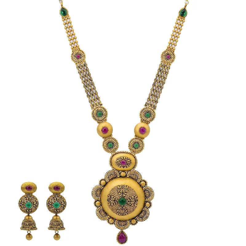 dazzling diamond necklace for women-22K Gold Vasudha Jewelry Set