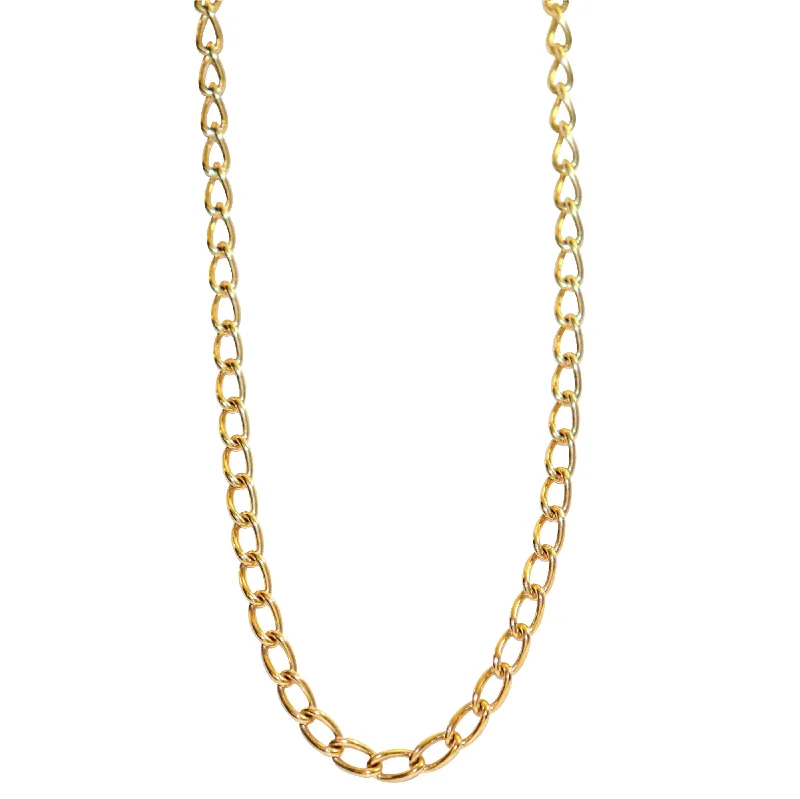 radiant gold necklace for women-Open-Link Chain of 9 KT Yellow Gold