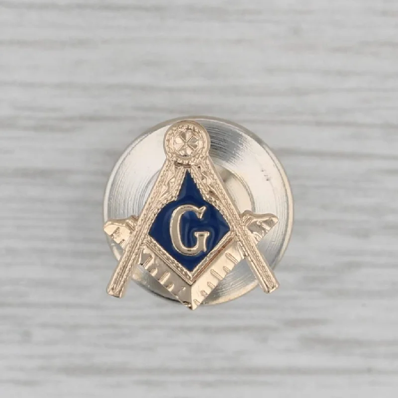 platinum engagement rings for women-Masonic Pin 14k Gold Blue Lodge Square Compass Lapel