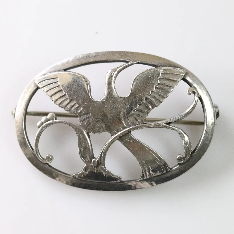 seasonal floral brooch for women-Vintage Georg Jensen Jewelry | Bird of Paradise Brooch 238