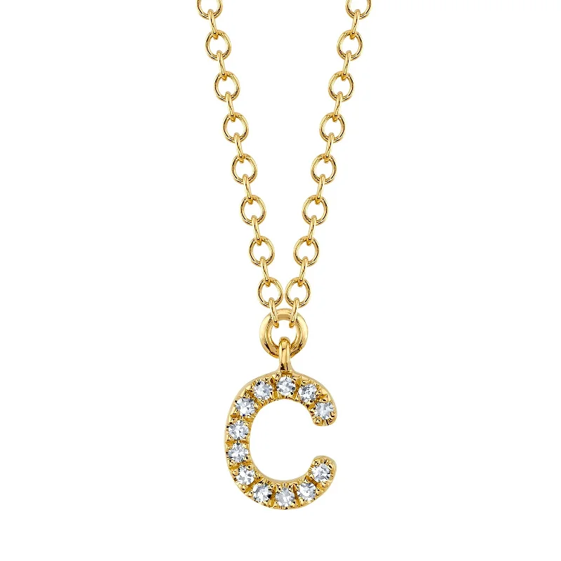 infinity symbol necklace for women-Diamond Initial Pendant - Letter C