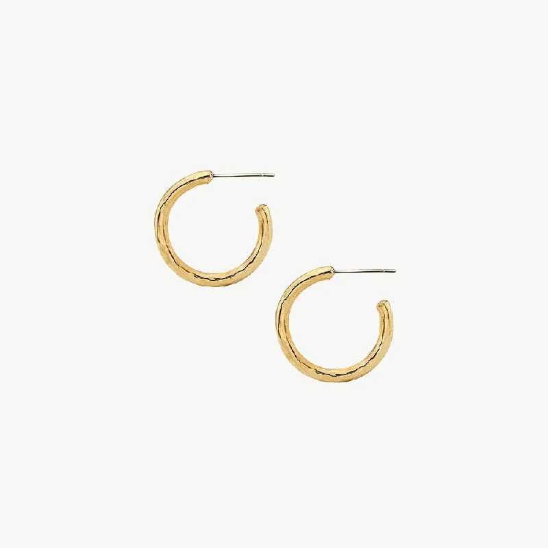 trendy geometric earrings for women-Small Hammered Hoop Earrings