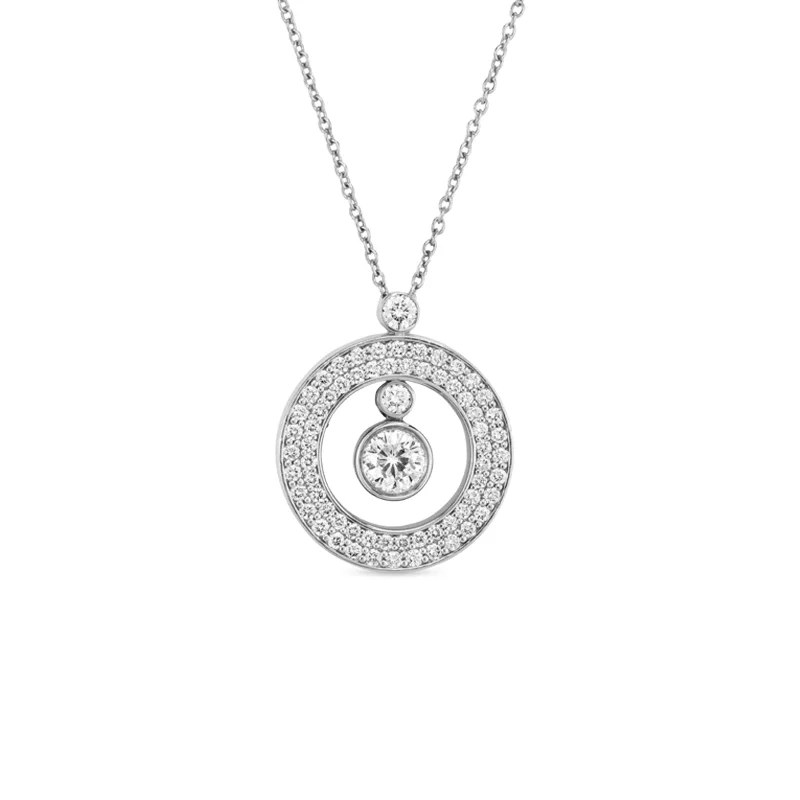 birthstone necklace for women-18k White Gold Cento Diamond Mini O Pendant