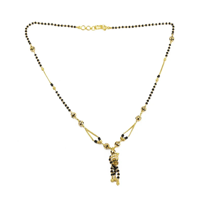 radiant heart necklace for women-22K Yellow Gold Mangalsutra Chain W/ Cubic Zirconia & Tassel Pendant