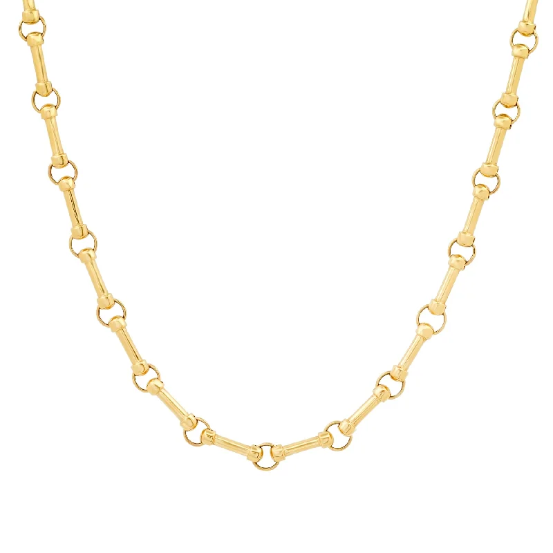 infinity symbol necklace for women-MINI DUMBBELL LINK CHAIN, 14kt GOLD