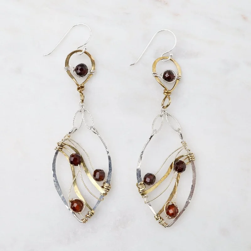 minimalist gold earrings for women-Hessonite Flame Earrings