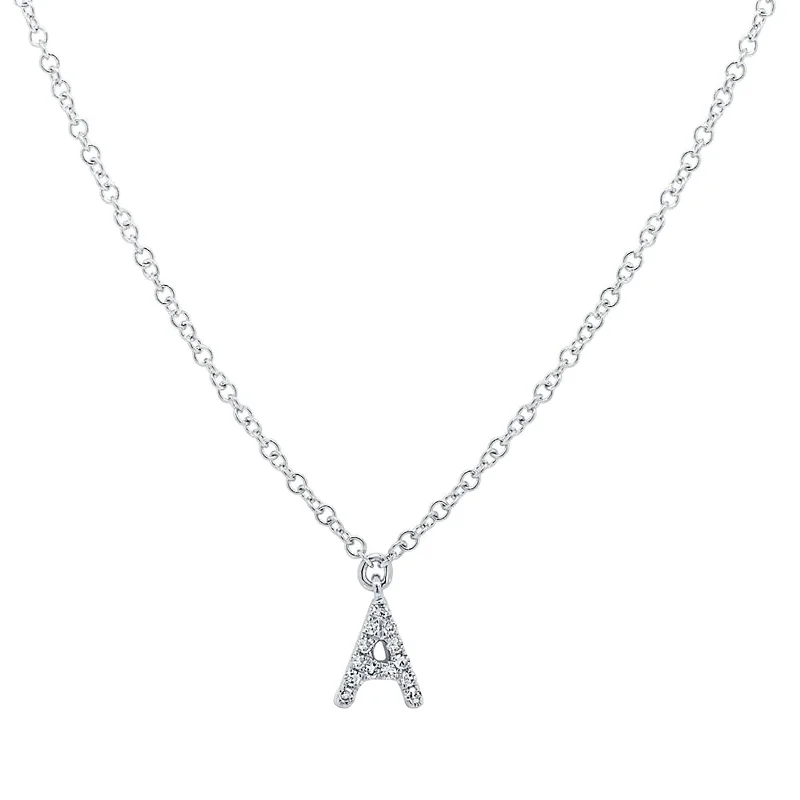 delicate necklace for women-Diamond Initial Pendant - Letter A