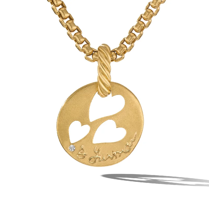 boho-inspired necklace for women-DY Elements Open Hearts Pendant in 18K Yellow Gold with Diamonds