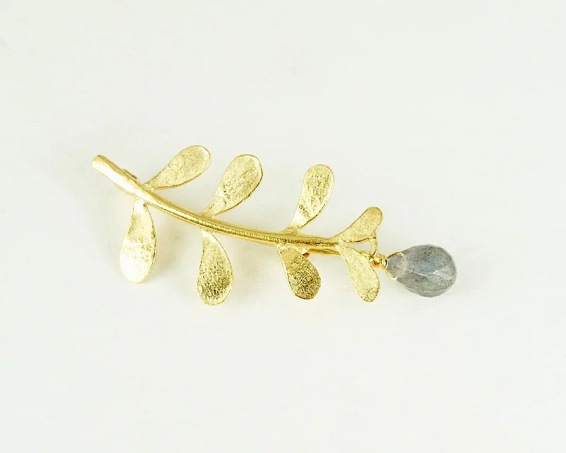 retro brooch for women-Evie Brooch With Labradorite