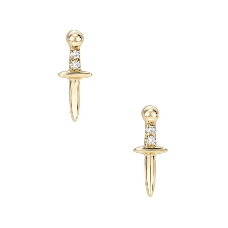 cubic zirconia drop earrings for women-14k Petite Dagger Post Earrings