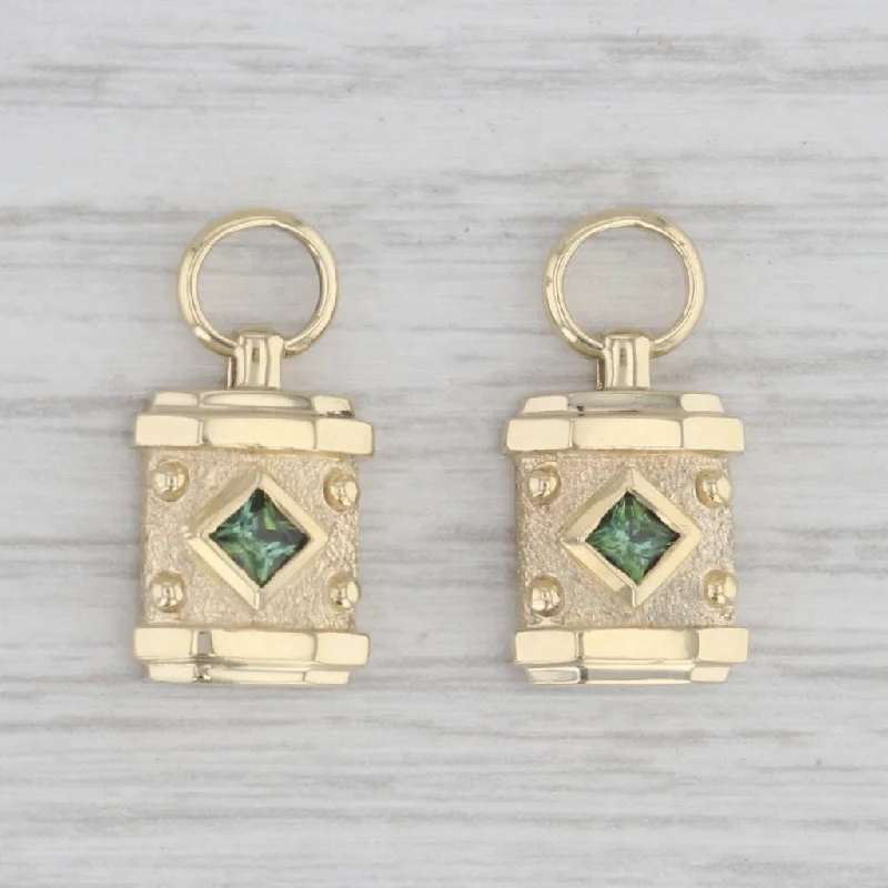 square cut engagement rings for women-0.50ctw Green Tourmaline Earring Charms Enhancers 14k Yellow Gold