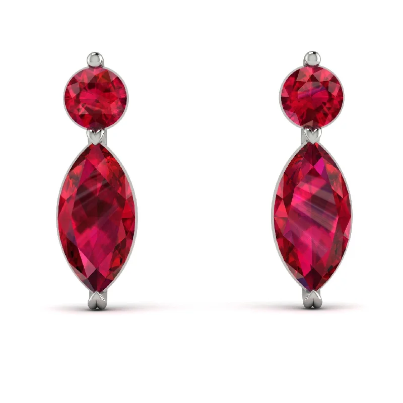 birthstone earrings for women-Hanging Marquise Ruby Earrings - Lacey No. 12