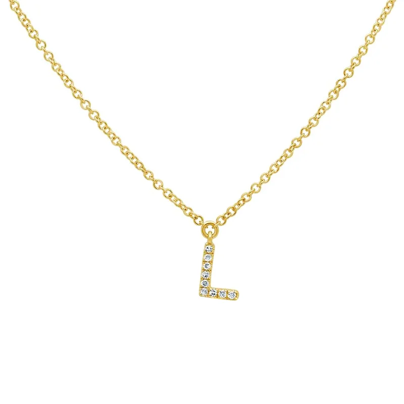 vintage diamond necklace for women-Diamond Initial Pendant - Letter L