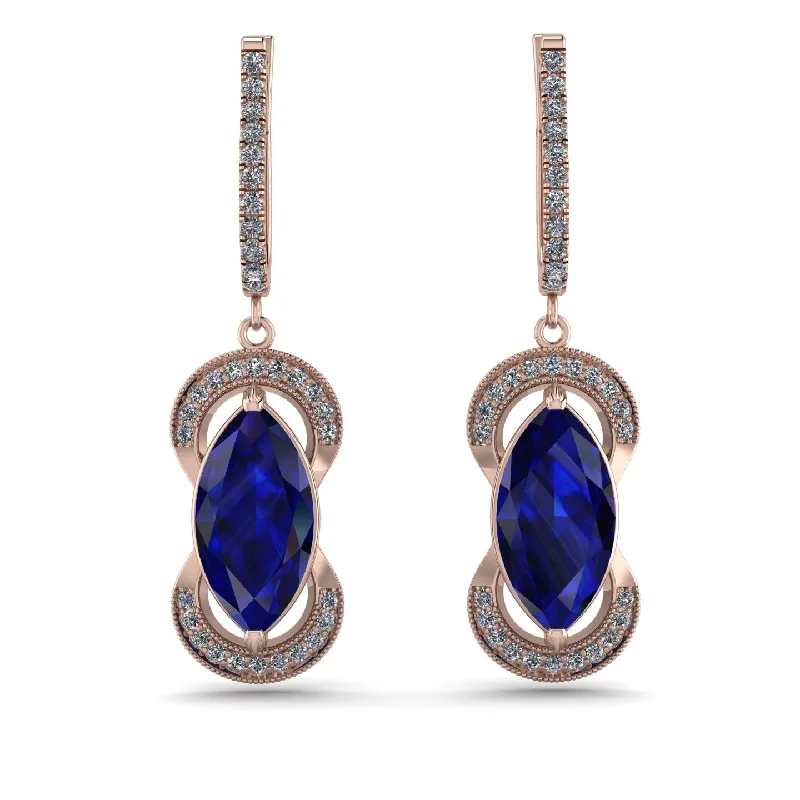 luxury gemstone earrings for women-Marquise Vintage Sapphire Earrings - Marley No. 14