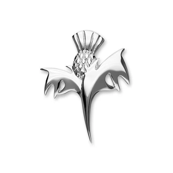 heart-shaped brooch for women-Thistle Silver Brooch B535