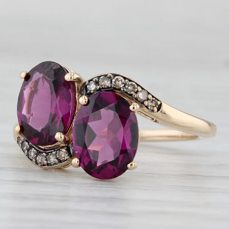 floral engagement rings for women-2.56ctw Garnet Diamond Bypass Ring 10k Yellow Gold Size 5.25