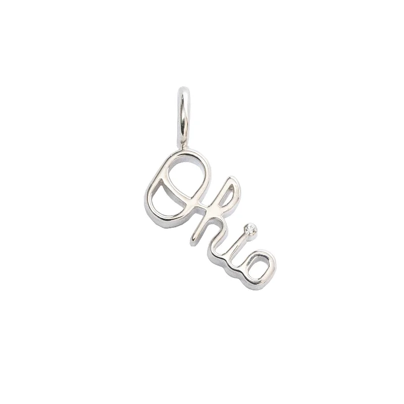 long gemstone necklace for women-OSU Mini Script Ohio Charm with Diamond Accent