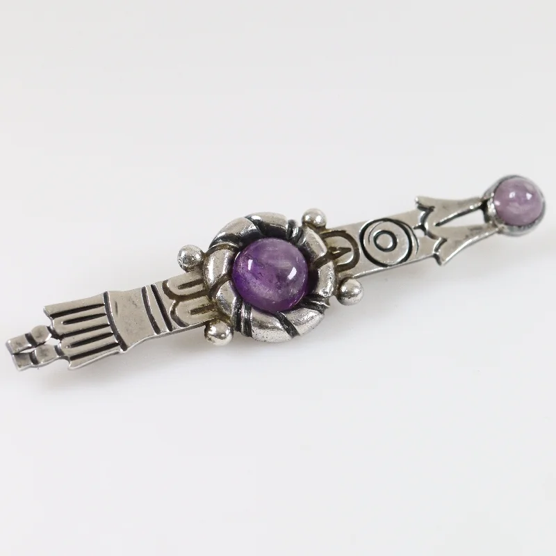 animal brooch for women-Vintage Taxco William Spratling Jewelry | Amethyst Tribal Arrow Brooch