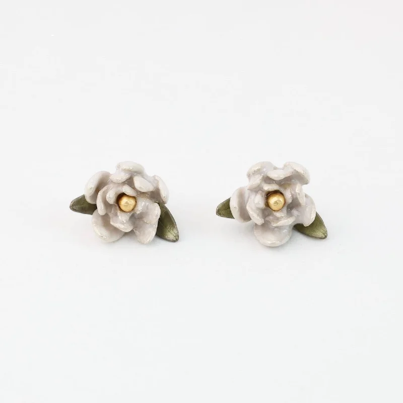 silver bar earrings for women-Magnolia Post Earrings