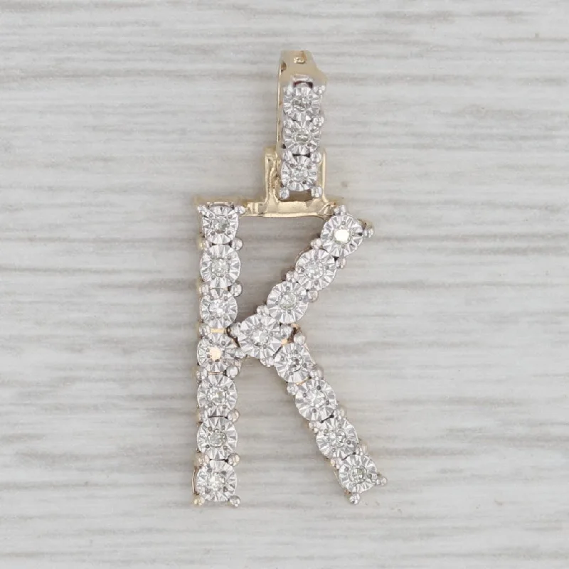 non-traditional engagement rings for women-Diamond Letter Initial "K" Pendant 10k Yellow Gold