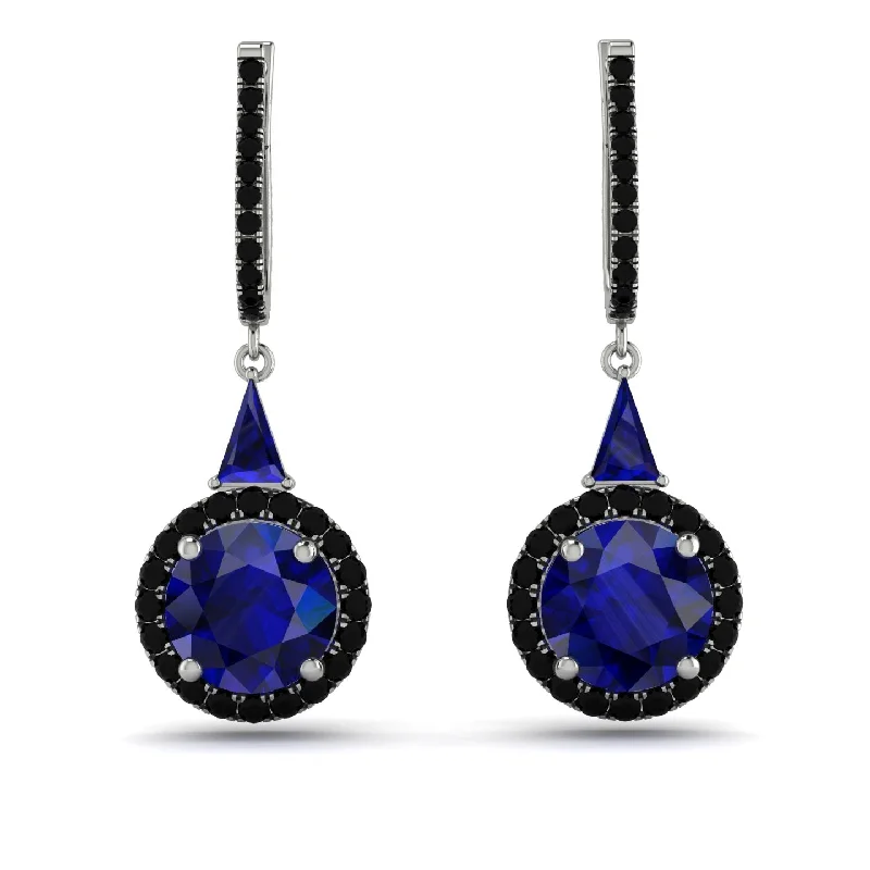 personalized gemstone earrings for women-Hidden Halo Sapphire Earrings - Joanna No. 45